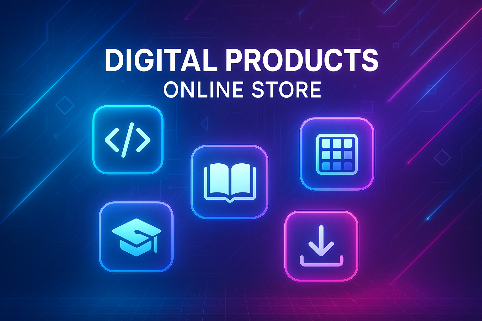 creami un immagine per il mio negozio online di prodotti digitali che attiri le persone